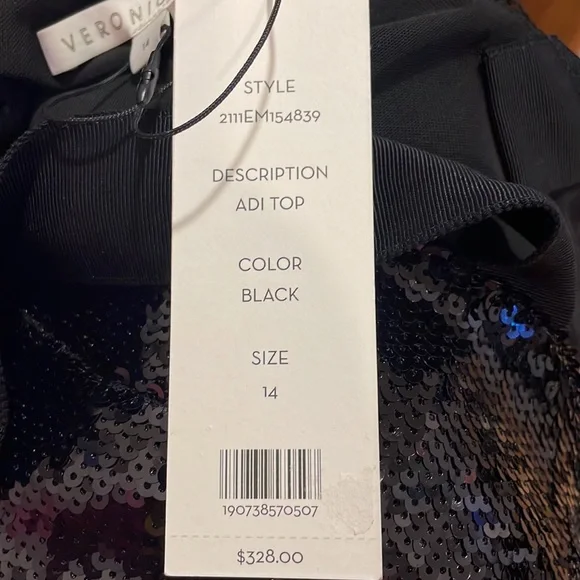 VERONICA BEARD Adi Black Sequin Crop Camisole Top size 14 - Picture 11 of 14